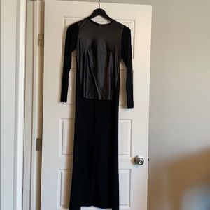 Black faux leather long sleeve “mullet” top